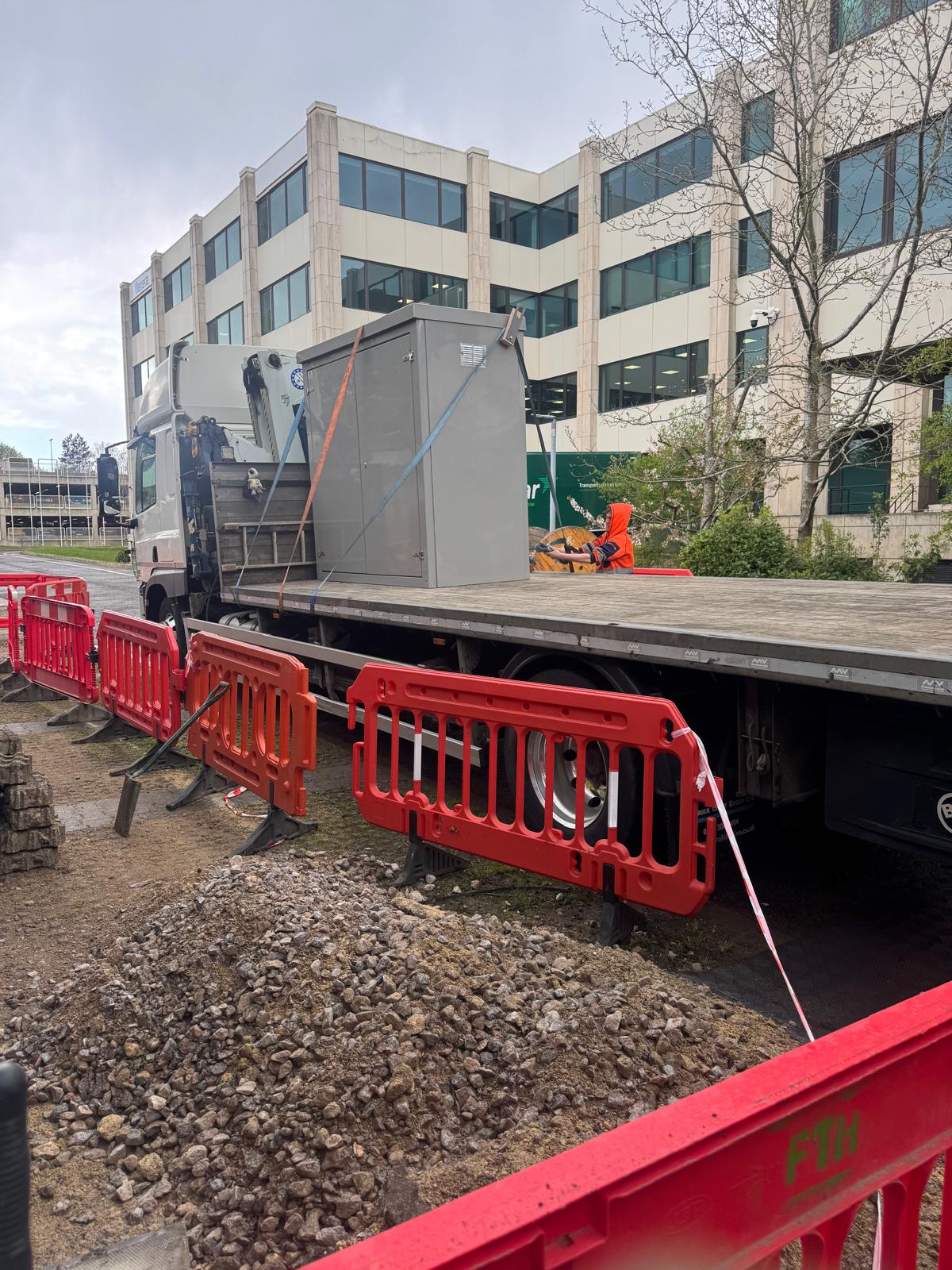Proteus kiosk crane delivery to Capitol Building Bracknell plant room